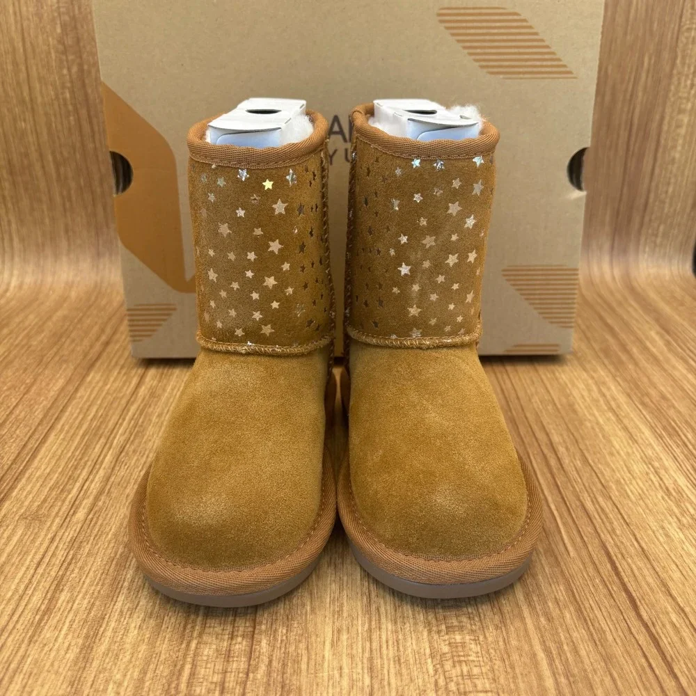 Koolaburra by UGG Short Stars Boots Toddler 8 Chestnut Metallic Star Suede NEW